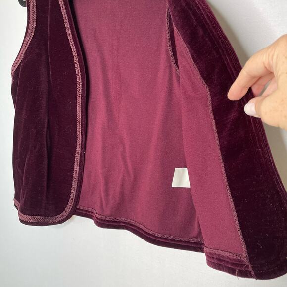 Dark Academia 2 Piece Blazer Vest Set Womens Size S Burgundy Velvet Vintage USA - Picture 10 of 16